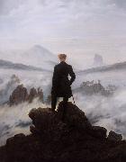 Caspar David Friedrich Wanderer watching a sea of fog (mk09) oil painting on canvas